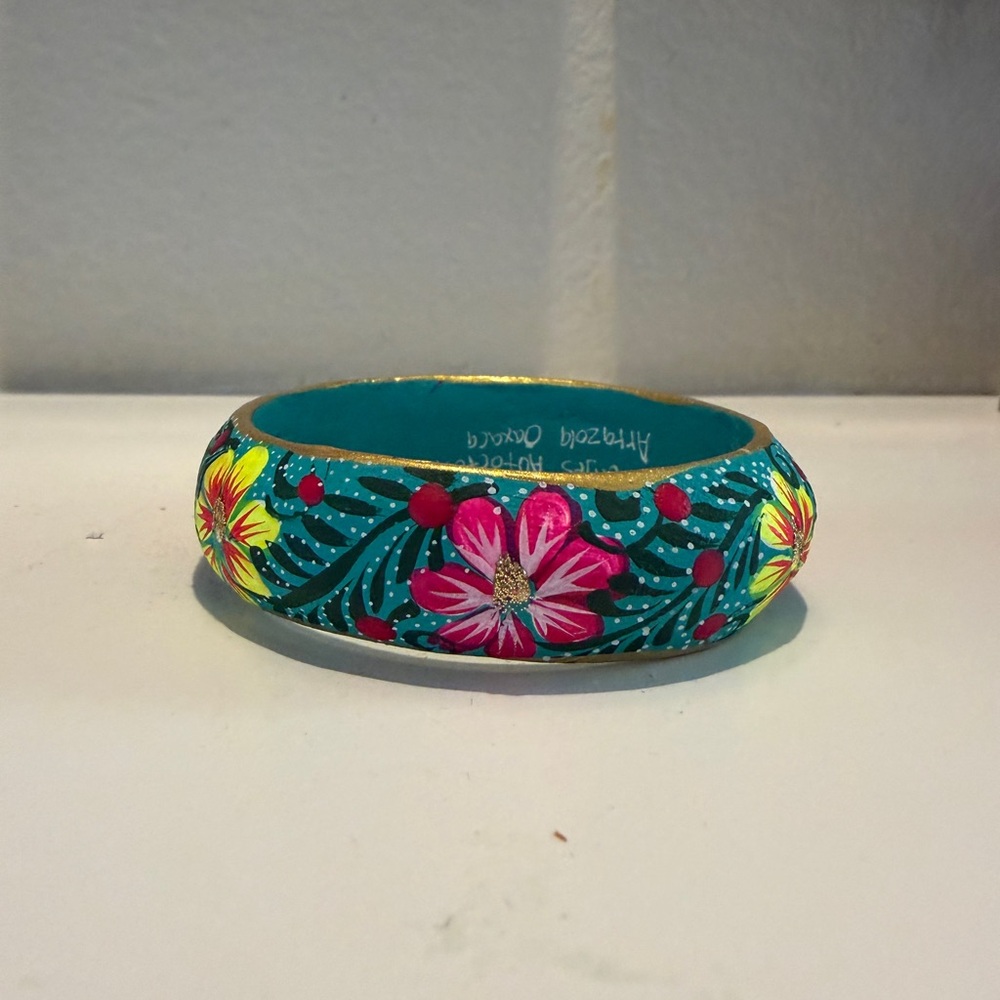 Hand-Painted Oaxaca Wooden Bangle – Alebrijes‎ Autóctones - Picture 2 of 7